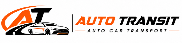Auto Transit Auto Car Transport logo with stylized car graphic and orange branding