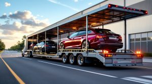 Car carrier truck transporting vehicles for Auto Transit in Tampa Florida
